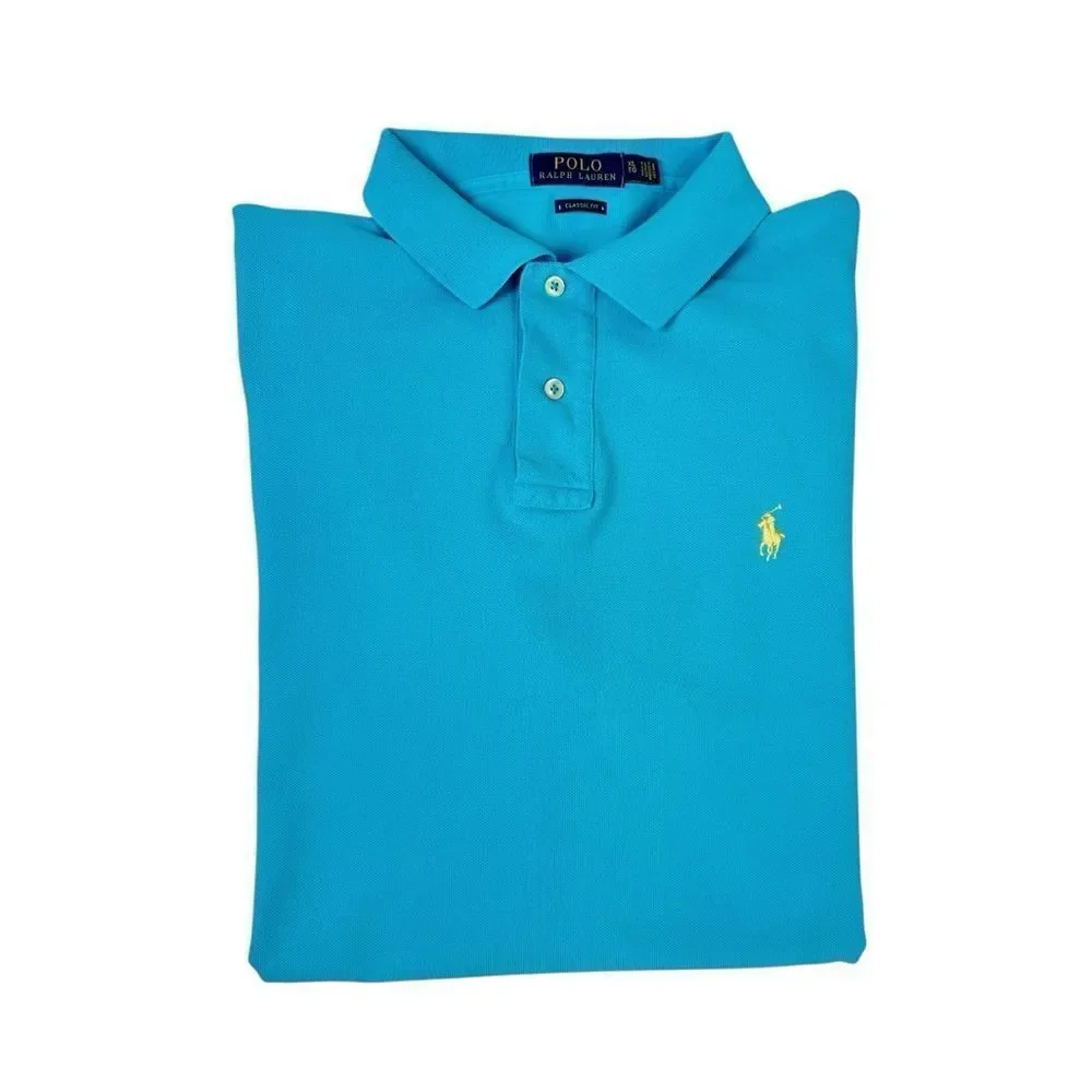 POLO RALPH LAUREN Classic Fit Mens XL Blue Cotton Short Sleeve Polo Shirt
